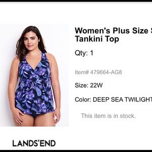 Lands End Swing Tankini Like New Size 22W